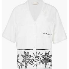 The Couture Club Palm Embroidery Shirt - White