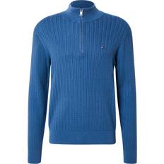 Tommy Hilfiger Women Jumpers Tommy Hilfiger Herringbone Knit Half-Zip Jumper - Aegean Sea
