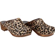 Sanita Tofflor & Sandaler Sanita Wood-Caroline Open Clog - Brown Leopard