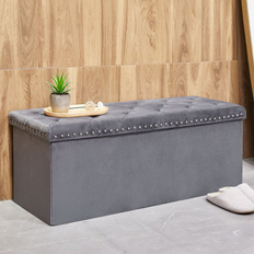 Ebern Designs Storage Benches Ebern Designs Melchora Ottoman Gray Storage Bench