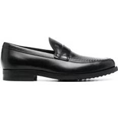 Tod's Men Shoes Tod's Black Flat Leather Shoes - Black