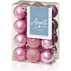 Premier Decorations Pink Multi Finish Baubles Set of 24 Christmas Tree Ornament