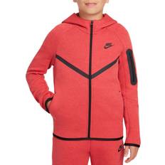 Nike tech fleece red Nike Big Kid's Sportswear Tech Fleece Full Zip Hoodie - Light University Red Heather/Light University Red Heather/Black/Black (HV5867-672)