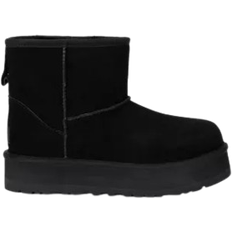 UGG Boots UGG Kid's Classic Ultra Mini Platform Suede & Shearling - Black