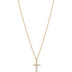 Gold cross Guldfynd Cross Eternity Necklace - Gold/Transparent