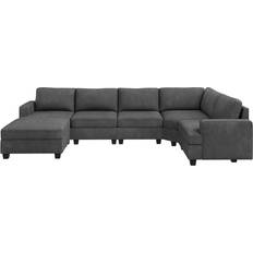 Corner Sofas - Gray Hokku Designs Zanavia Gray Sofa 128.5" 7 6 Seater