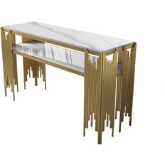 Stainless Steel Console Tables Homary Modern White/Gold Console Table 15.7x47.2"