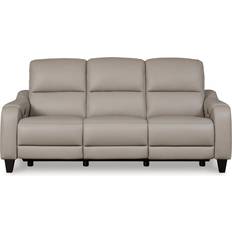 Footrest - Leather Sofas Ashley Mercomatic Power Reclining Gray Sofa 86" 3 Seater