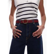 Røde Belte Levi's High-Low Leather Belt with Gold Buckle - Dark Red