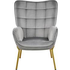 Gold Armchairs Yaheetech Velvet Light Grey/Gold Armchair 99cm