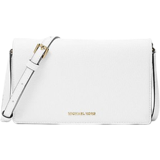 Michael Kors Umhängetaschen Michael Kors Jet Set Medium Pebbled Leather Front Flap Crossbody Bag - Optic White