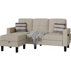 Ebern Designs Faaiza Light Brown Sofa 76.4" 4 Seater