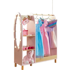 Clothes Rack Kid's Room Dimples Wooden Dress Up Rack with Light-Up Mirror