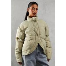 Outerwear Misspap Ribbed Placket Puffer Coat - Green