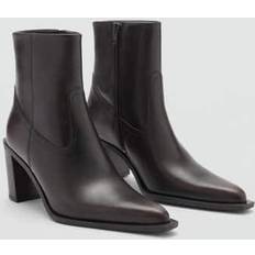 Mango Boots Mango Moni Leather Block Heel Ankle Boots