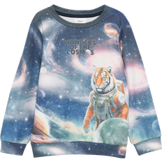 Silbrig Oberteile Sweatshirt Mit All-over-Print - Blau/Orange/Weiss