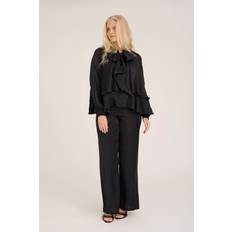 A-View Vilja Shimmer Tie Neck Top - Black