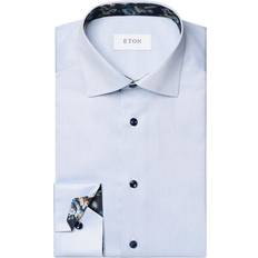 Eton Signature Twill Floral Effect Shirt - Light Blue