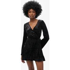 Superdry Short Dresses Superdry Velvet Wrap Mini Dress - Black