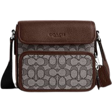 Coach Men Bags Coach Sullivan Flap Crossbody Bag - Signature Canvas/Silver/Oak/Maple