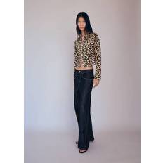 Mango Oberbekleidung Mango Leopard Print Jacket With Double Zip - Beige