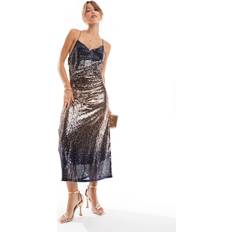 Midi Dresses - Sequins Only Sequin Midi Dress - Gold Ombre/Black