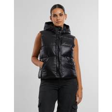 4XL - Donna Gilet Urban Classics Recycled Pufferweste Mit Kapuze - Schwarz