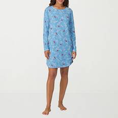 Polyester Nightgowns Cuddl Duds Long Sleeve Round Neck Nightshirt - Blue