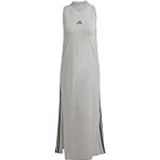 Grey Dresses adidas Essentials 3-Stripes Long Racerback Dress - Medium Grey Heather/Black