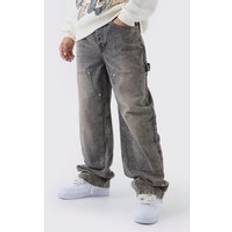 boohooMAN Relaxed Fit Carpenter Jeans - Beige