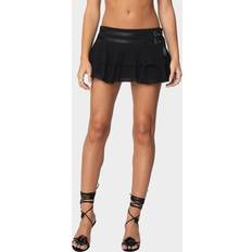 Skirts Edikted Double Belt Ruffled Chiffon Mini Skort - Black