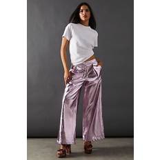 Pink Jeans Warehouse Metallic Wide Leg Jean - Pink