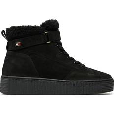 Tommy Hilfiger Faux Fur Nubuck Low Lace-Up Sneakers - Svart