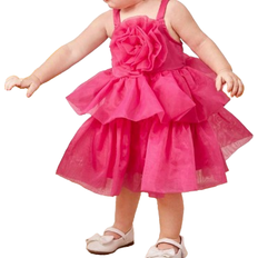 Shein Elegant Baby Girls 3d Floral Organza Spaghetti Strap Dress