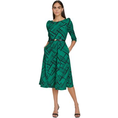 Calvin Klein Dresses Calvin Klein Belted A-Line Midi Dress - Pine Black