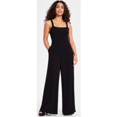 Bar III Petite Square-Neck Sleeveless Jumpsuit - Deep Black