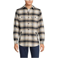 Flannel Outerwear Lands' End Super Brushed Flannel Quilted Shirt Jacket - Black