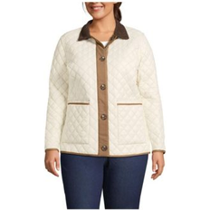 Outerwear Lands' End Plus Size Reversible Barn Quilted Jacket - Honey Beige/Ivory Pearl