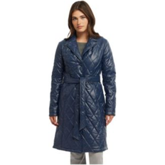 Badgley Mischka Yolanda Diamond Embossed Pu Trench - Navy
