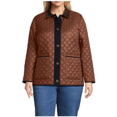 Outerwear Lands' End Plus Size Reversible Barn Quilted Jacket - Black/Rustic Brown