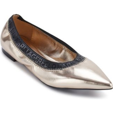 Karl Lagerfeld Ballerinas Karl Lagerfeld Vinette Pointed Toe Ballet Flats - White Gold