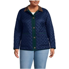 Outerwear Lands' End Plus Size Reversible Barn Quilted Jacket - Dark Green Forest/Navy