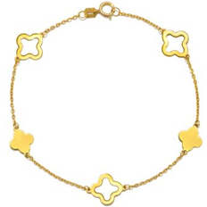 Macy's Gold Bracelets Macy's Solid & Silhouette Alternating Clover Station Link Bracelet in 14k Gold Yellow Gold (7 1/2 inches)