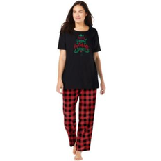 Red Pajamas Dreams & Co Graphic Tee Pj Set Red Buffalo Plaid