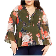 Blouses City Chic Mya Wrap Top - Military Gardenia