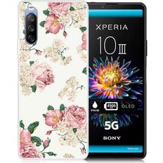 Deco Sony Xperia 10 III Suojakotelo White Base Flower Multicolor