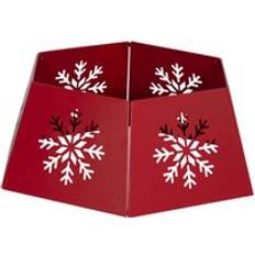 Red Decorations Homcom Christmas Tree Base Cover with Hollow Snowflake Patterns Red Decoration