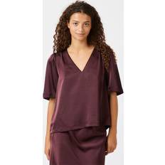 Lang Bluser Neo Noir Largo Heavy Sateen Bluse - Burgundy