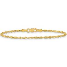 10k Yellow Gold 2mm Extra-Light Diamond-Cut Rope Chain Bracelet