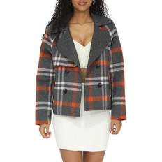 Checkered Coats Belle & Bloom I'm Yours Plaid Wool Blend Peacoat Charcoal Plaid